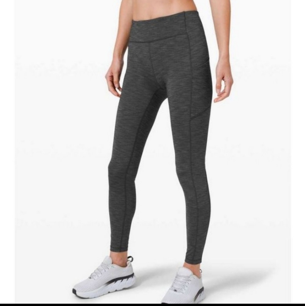 Lululemon Speed Up Leggings Tights Heathered Black Luxtreme Size 4 Tall Long 31"